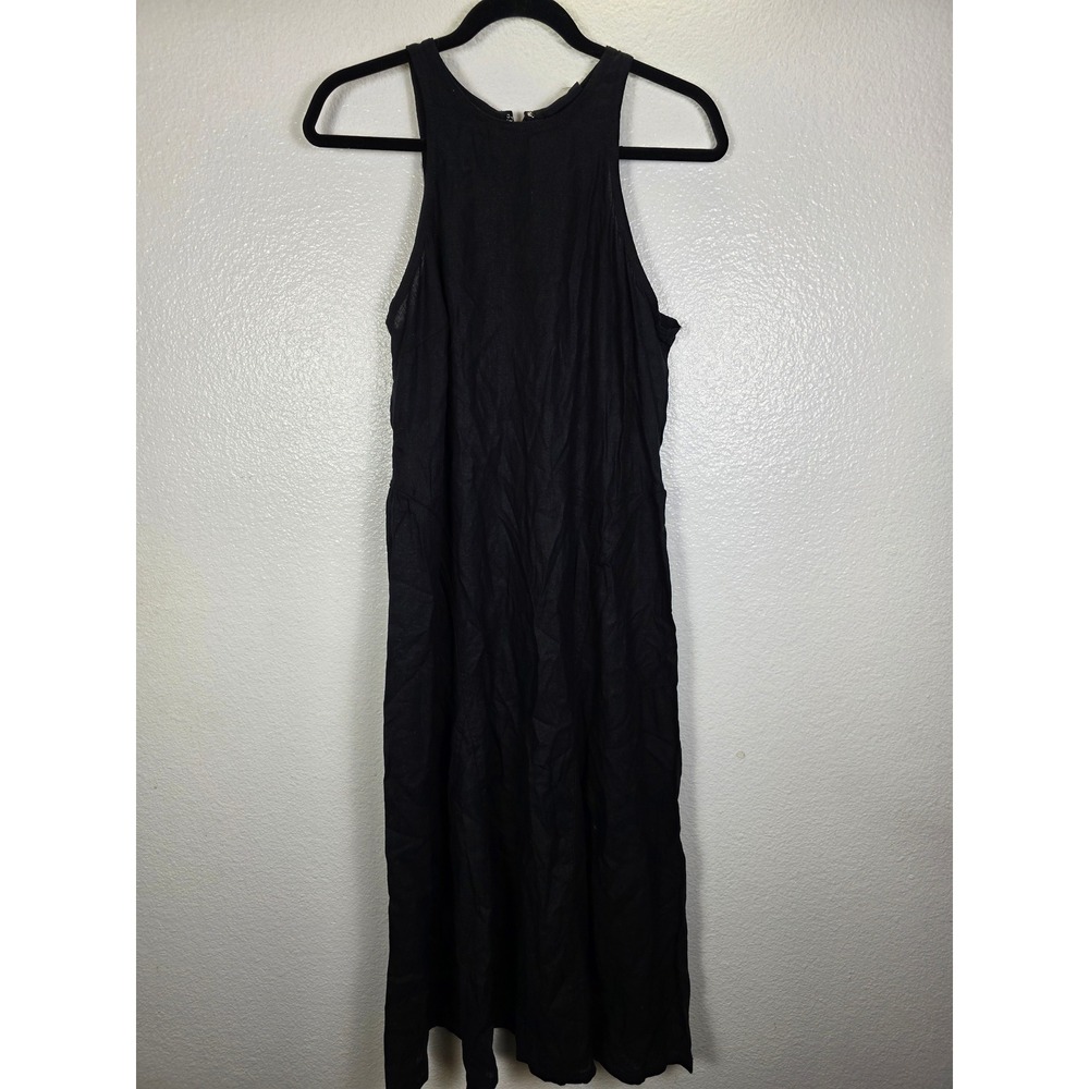 Future‎ Collective Black Linen Blend Halter Midi Dress Womens Size 12